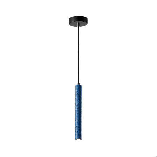 Nordic Cement Tube Pendant Light 1 Yellow/Blue/Green Hangs 12 Or 21.5H