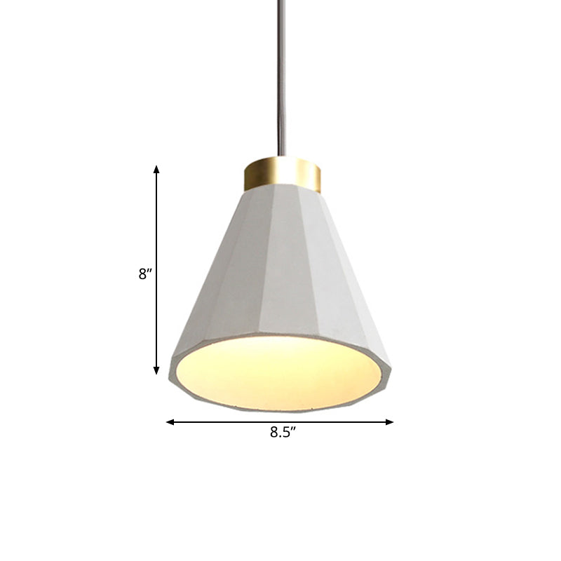 Industrial Cement Pendant Light - 8.5’/9.5’ Wide Cone Shade 1 Grey Hanging Ceiling Fixture