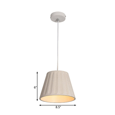 Modern Cone-Shaped Cement Pendant Light: 1 White Light For Living Room