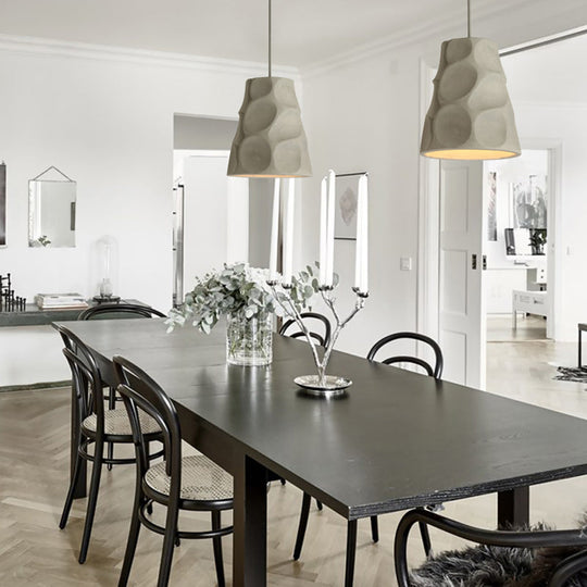 Nordic Style Grey Concrete Pendant Light With Cone Shade