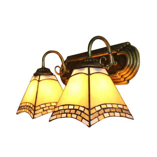 Stained Glass Mission Wall Sconce With Adjustable Gooseneck Lights