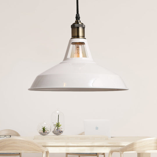 Modern Loft Style Barn Shade Pendant Ceiling Light 10.5’/12’/15’ W In Black/White For Dining