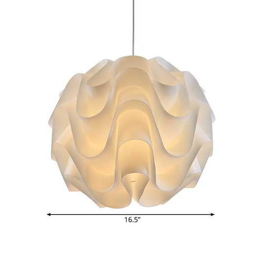 Simplicity Acrylic Single Light White Drop Pendant - Meringue Hanging Ceiling 7’/9’/12’ Wide