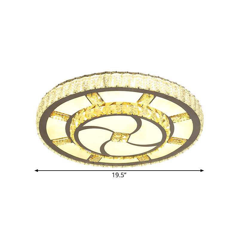 Stainless - Steel Led Flush Mount Ceiling Light With Clear Crystal Block Design