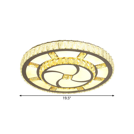 Stainless-Steel Led Flush Mount Ceiling Light With Clear Crystal Block Design