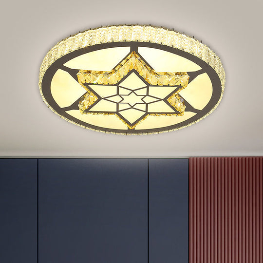 Stainless - Steel Led Flush Mount Ceiling Light With Clear Crystal Block Design