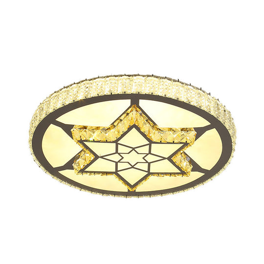 Stainless - Steel Led Flush Mount Ceiling Light With Clear Crystal Block Design