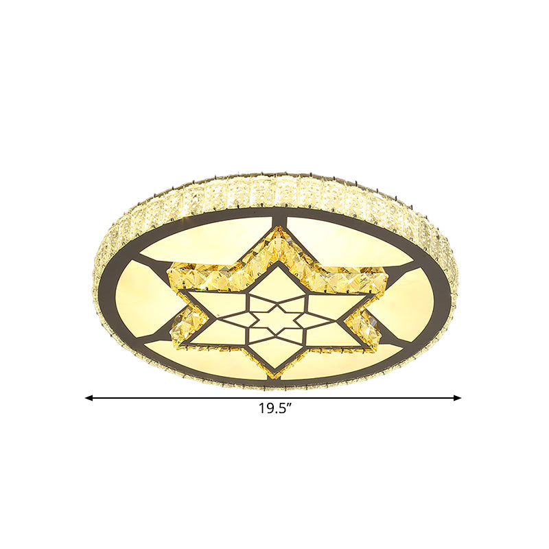 Stainless - Steel Led Flush Mount Ceiling Light With Clear Crystal Block Design