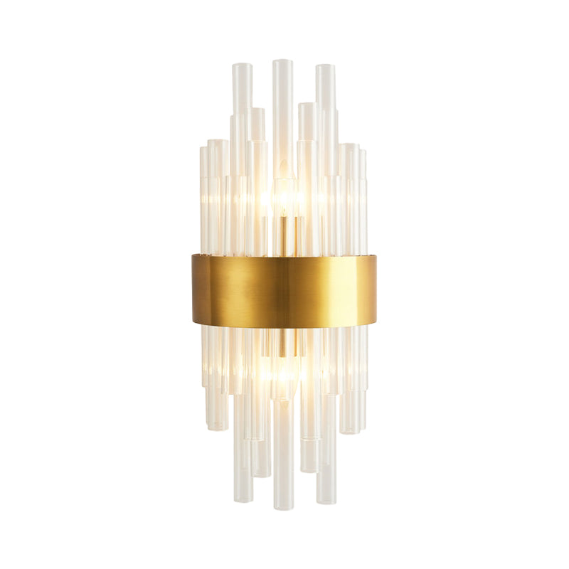 Modern Gold Wall Mount Light With Crystal Tube - Perfect For Corridors