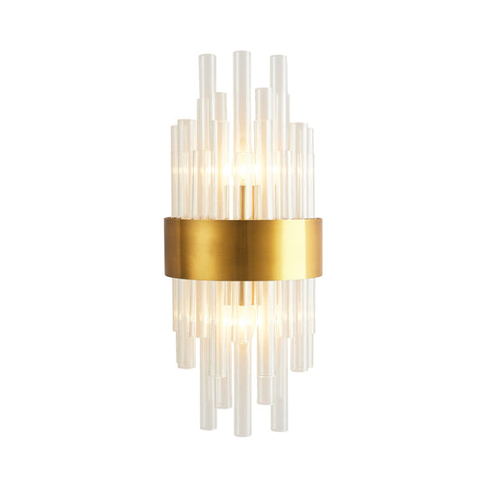 Modern Gold Wall Mount Light With Crystal Tube - Perfect For Corridors