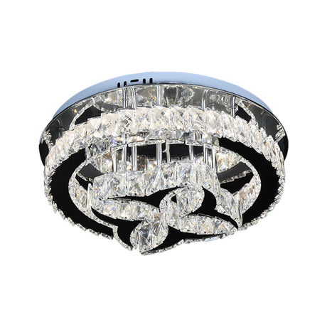 Modern Led Crystal Shade Ceiling Lamp With Stainless Steel Finish
