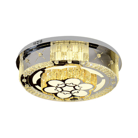 Stainless Steel Led Ceiling Lamp With Clear Crystal Design For Bedroom Flush Mount