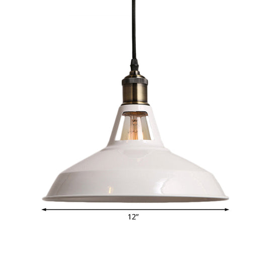 Modern Loft Style Barn Shade Pendant Ceiling Light 10.5’/12’/15’ W In Black/White For Dining