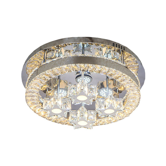 Simple Clear Crystal Led Flush Light Fixture For Living Room - Halo Design