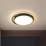 Nordic Round Acrylic Flush Mount Led Light Fixture - 16/19.5 Wide Black For Bedroom / 16