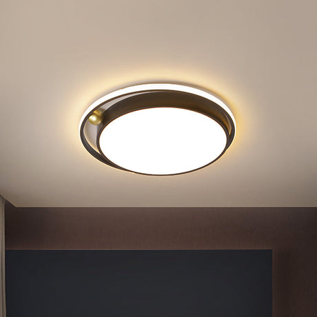 Nordic Round Acrylic Flush Mount Led Light Fixture - 16/19.5 Wide Black For Bedroom / 16