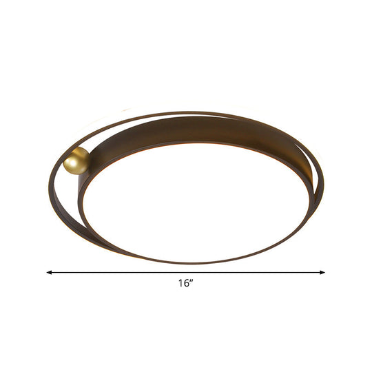 Nordic Round Acrylic Flush Mount Led Light Fixture - 16’/19.5’ Wide Black For Bedroom