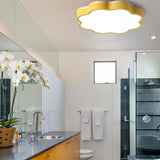 Kids Bedroom Wood Led Flush Mount Ceiling Light With Floral Shade