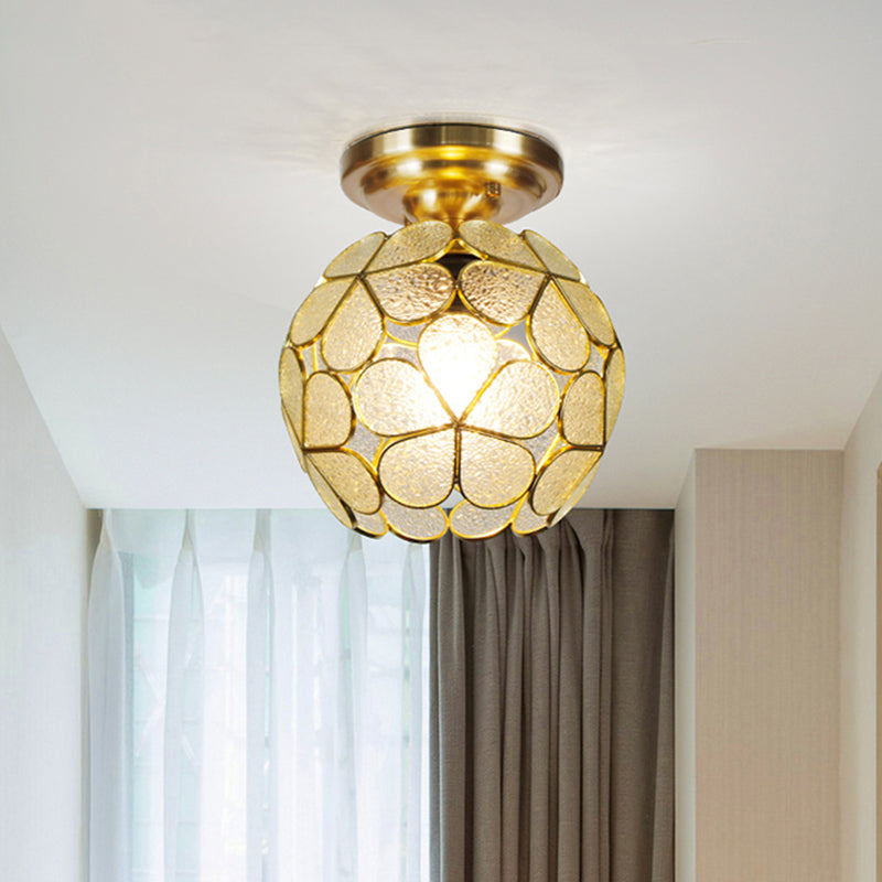 Victorian Stained Glass Flower Ceiling Light In White/Pink/Orange Semi - Mount