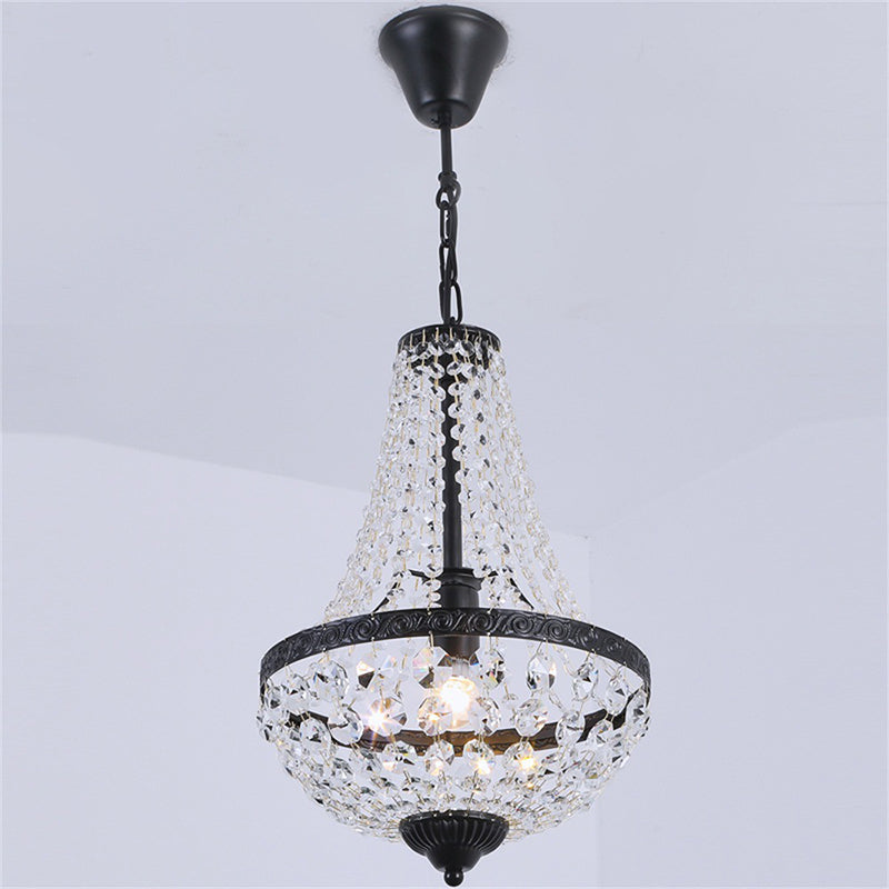 Black Basket Pendant Lamp With Crystal Shade - Simplicity And Style In One Bulb Fixture