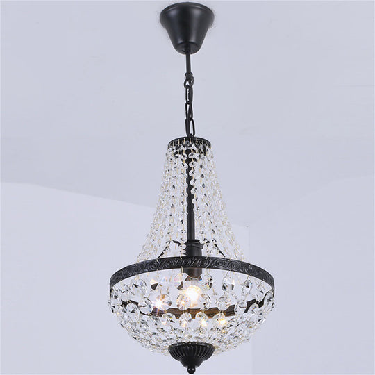 Black Basket Pendant Lamp With Crystal Shade - Simplicity And Style In One Bulb Fixture