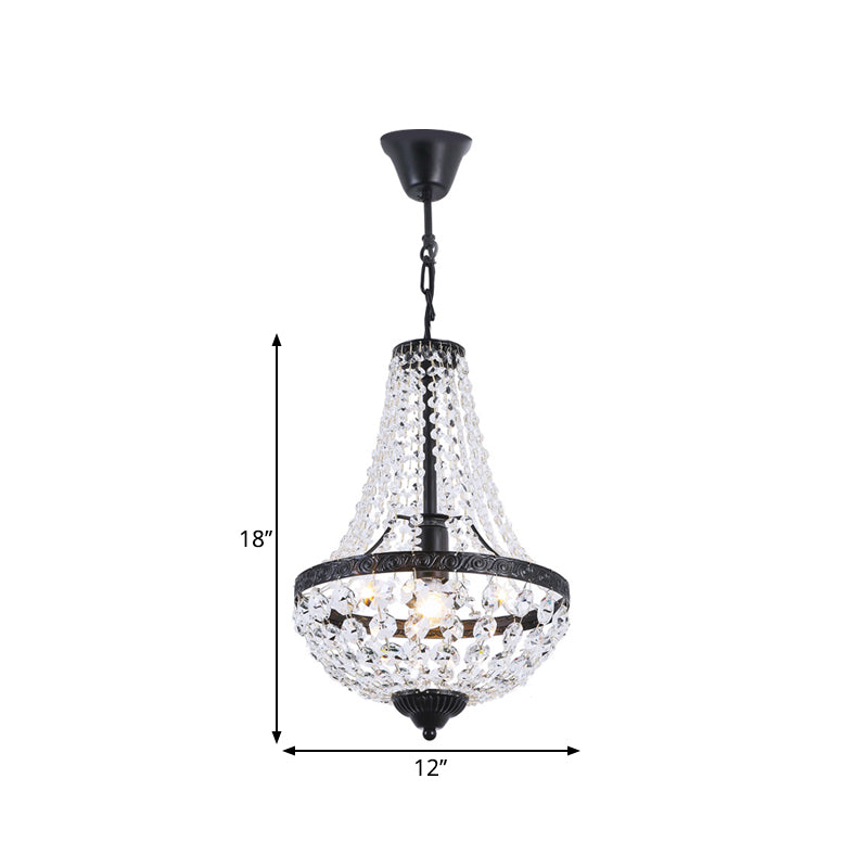 Black Basket Pendant Lamp With Crystal Shade - Simplicity And Style In One Bulb Fixture