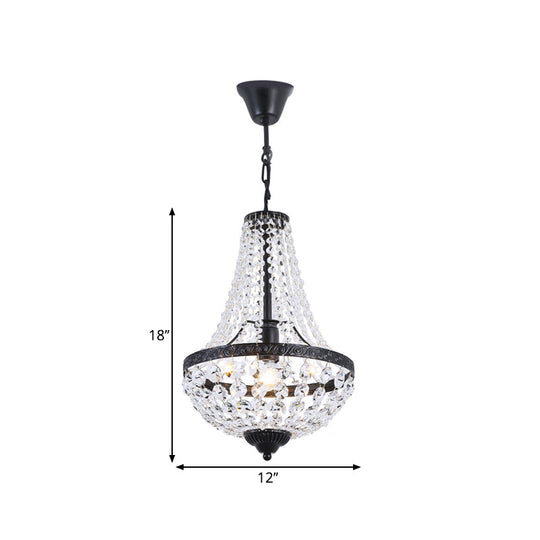Black Basket Pendant Lamp With Crystal Shade - Simplicity And Style In One Bulb Fixture
