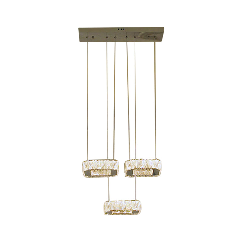 Simplicity Stainless-Steel Led Pendant Chandelier With Clear Crystal Shade - Ideal For Dining Room