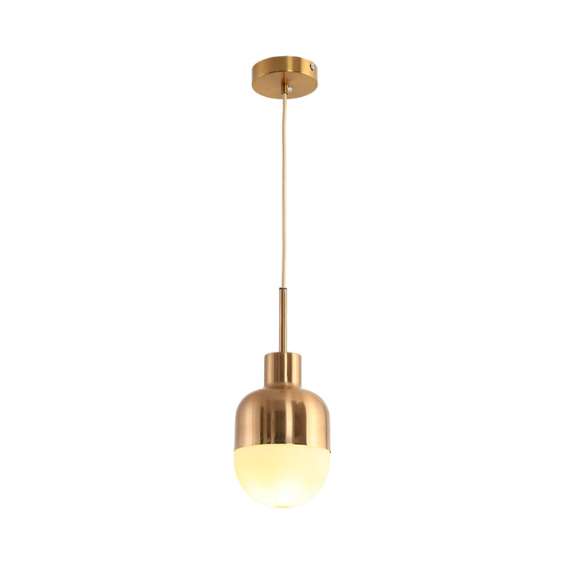 Gold Milk Glass Ball Pendant Lamp: Modernist 1-Light Ceiling Fixture For Living Room