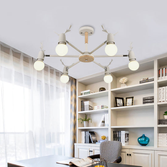 Kids’ Bedroom Semi Flush Ceiling Light With Modern Antler Decoration