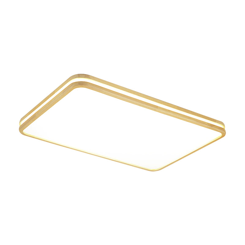 Modern White Acrylic Ceiling Light With Wooden Trim For Living Rooms