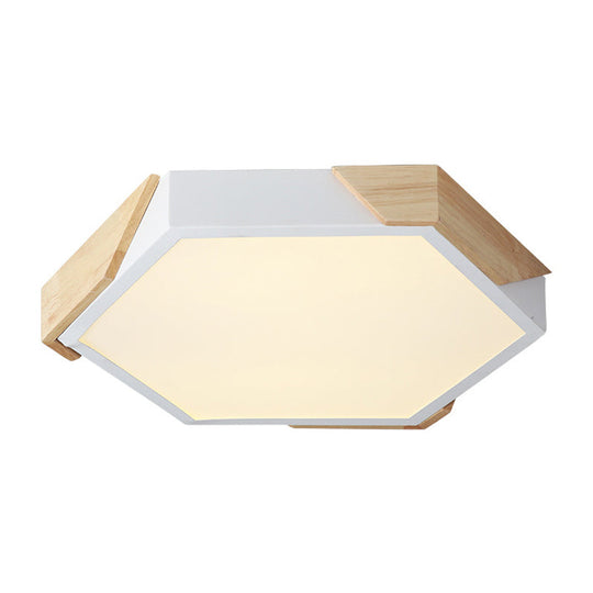 Hexagon Ceiling Light For Kindergarten - Slim Panel Macaron Loft Led In Warm