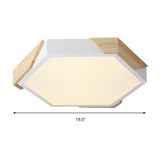 Hexagon Ceiling Light For Kindergarten - Slim Panel Macaron Loft Led In Warm