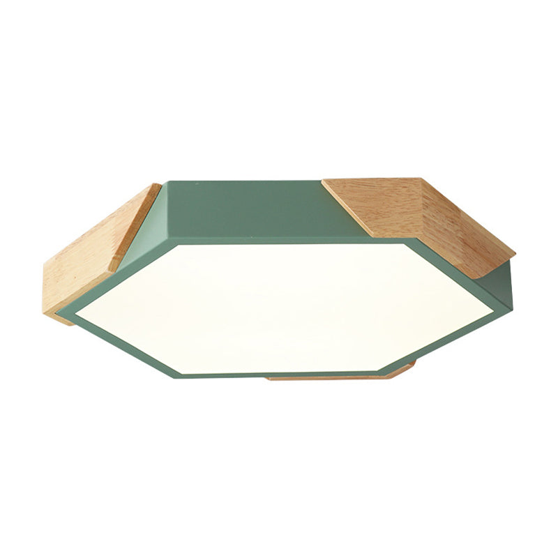 Hexagon Ceiling Light For Kindergarten - Slim Panel Macaron Loft Led In Warm