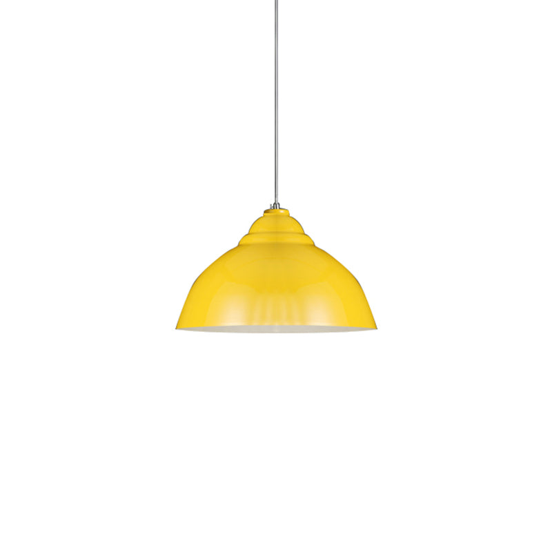 Yellow/White Metal Industrial Pendant Lamp With Domed Shade - Stylish Kitchen Ceiling Fixture Yellow