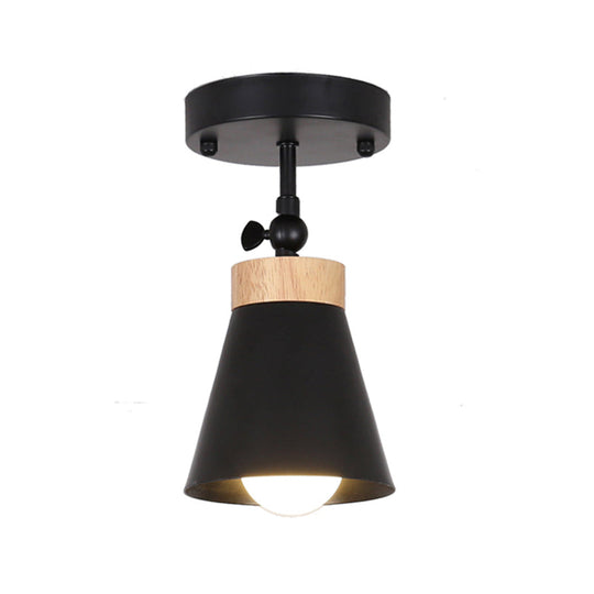 Adjustable Modernist Metal Flush Mount Ceiling Light With Tapered Shade - 1 - Light Black/White