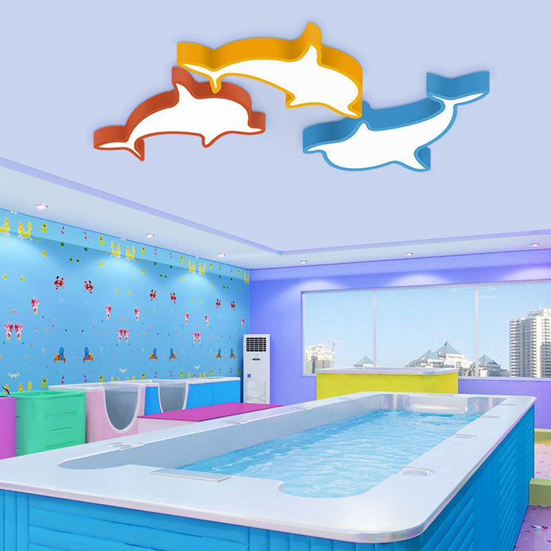 Dolphin Acrylic Ceiling Lamp: Modern Lovely Flush Mount Light For Kindergarten