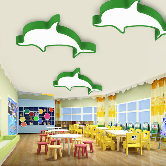 Dolphin Acrylic Ceiling Lamp: Modern Lovely Flush Mount Light For Kindergarten