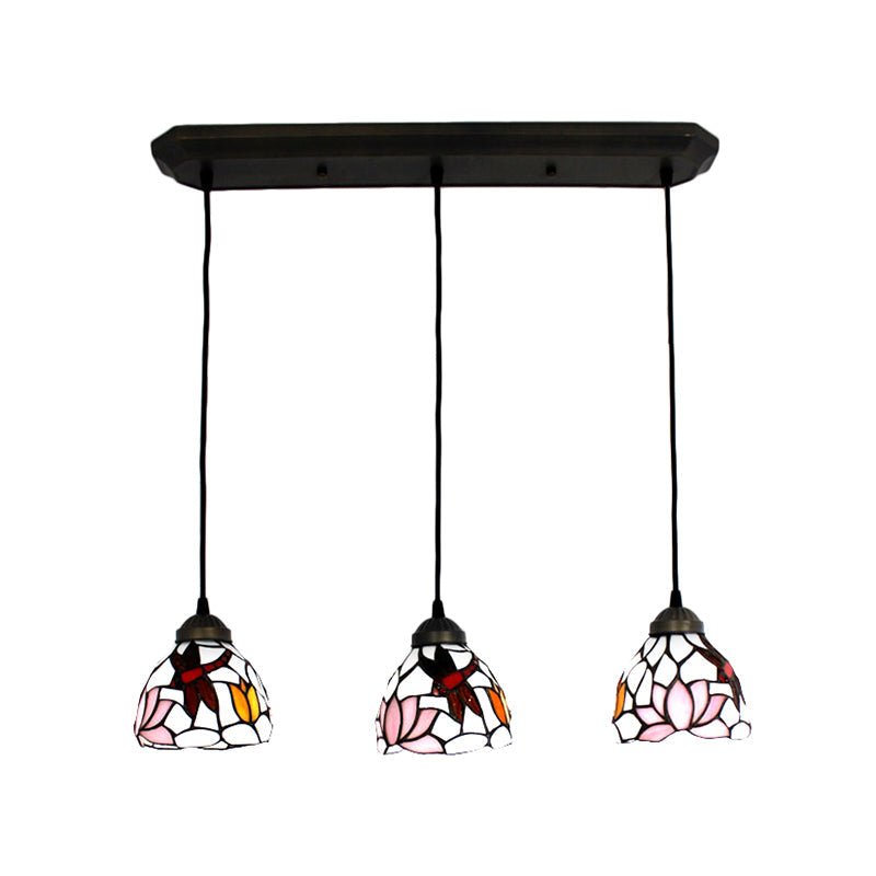 Dining Table Hanging Lights: Dragonfly Linear Fixture With Art Glass Shade (3-Light)