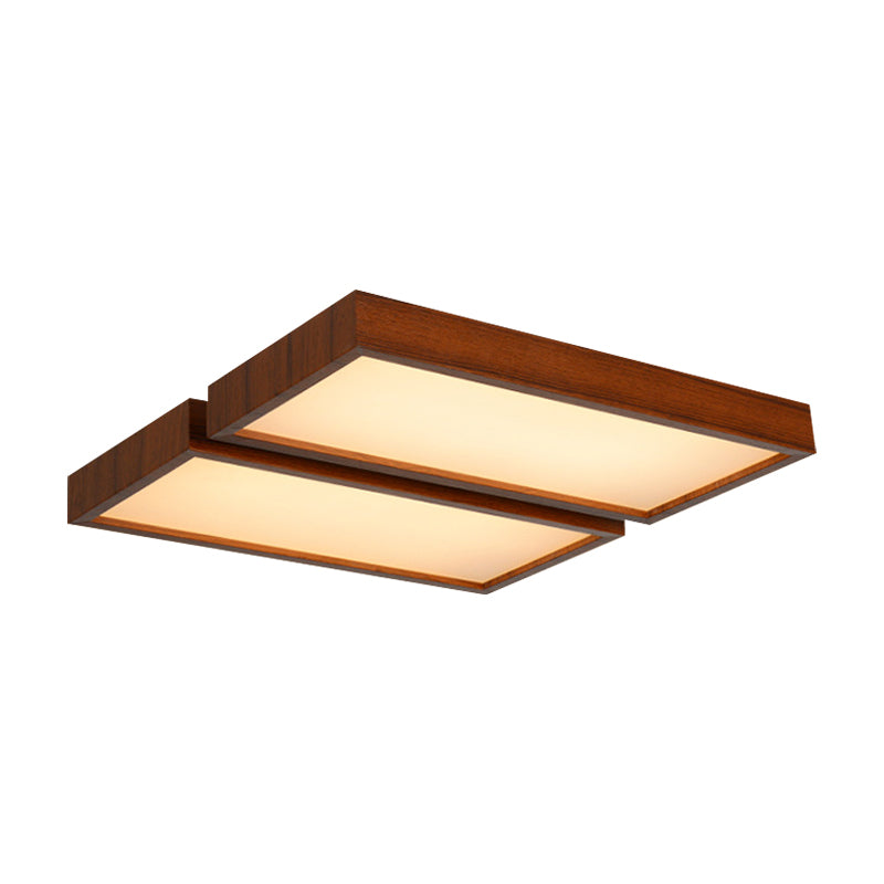 Nordic Style Led Flush Ceiling Light With Wooden Edge - Ideal For Offices