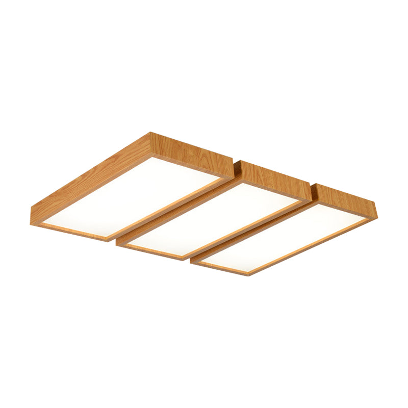 Nordic Style Led Flush Ceiling Light With Wooden Edge - Ideal For Offices