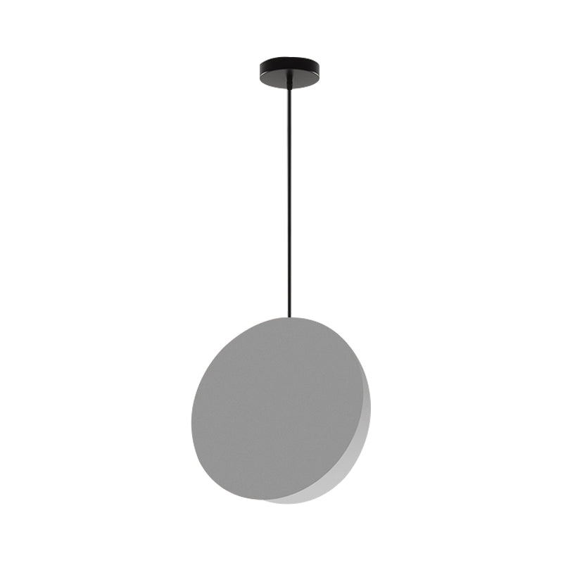 Modern Nordic Style 1-Light Metal Pendant Lamp (8’/12’W) - Black/Grey/White Hanging Ceiling Light
