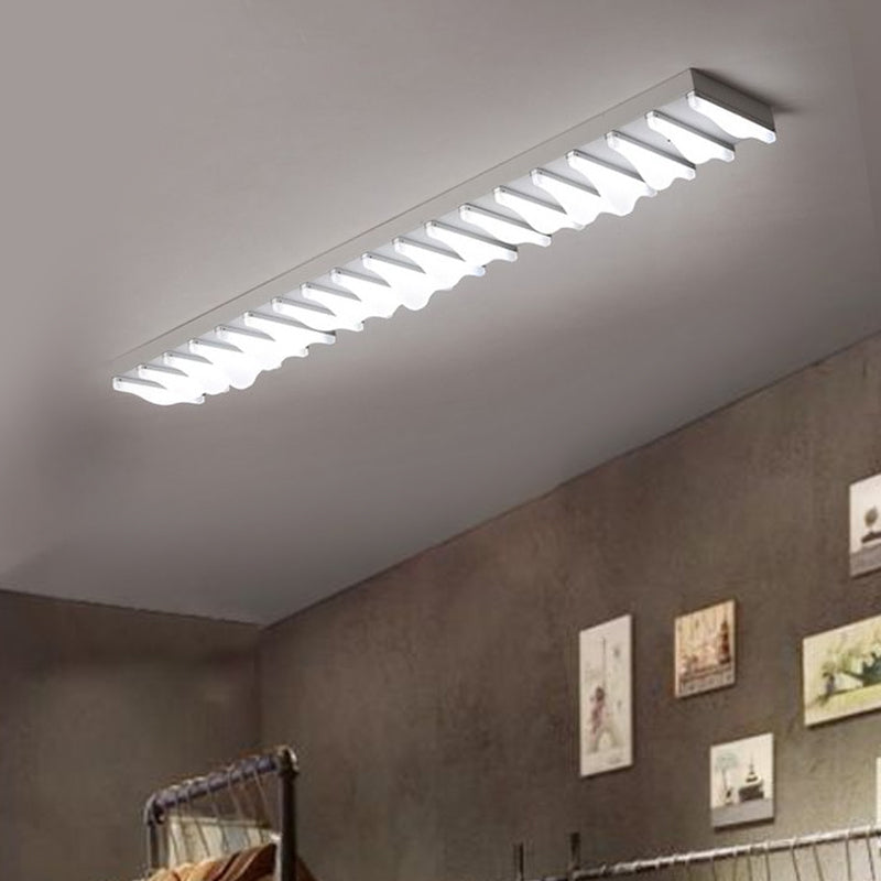 Modern Led Rectangular Ceiling Flush Light Fixture - 16’/23.5’/31.5’ Wide White Flushmount