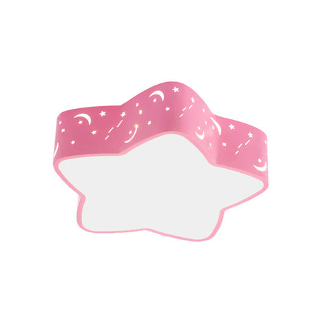 Nordic Candy Colored Flush Mount Ceiling Light With Etched Star Design - Ideal For Teens