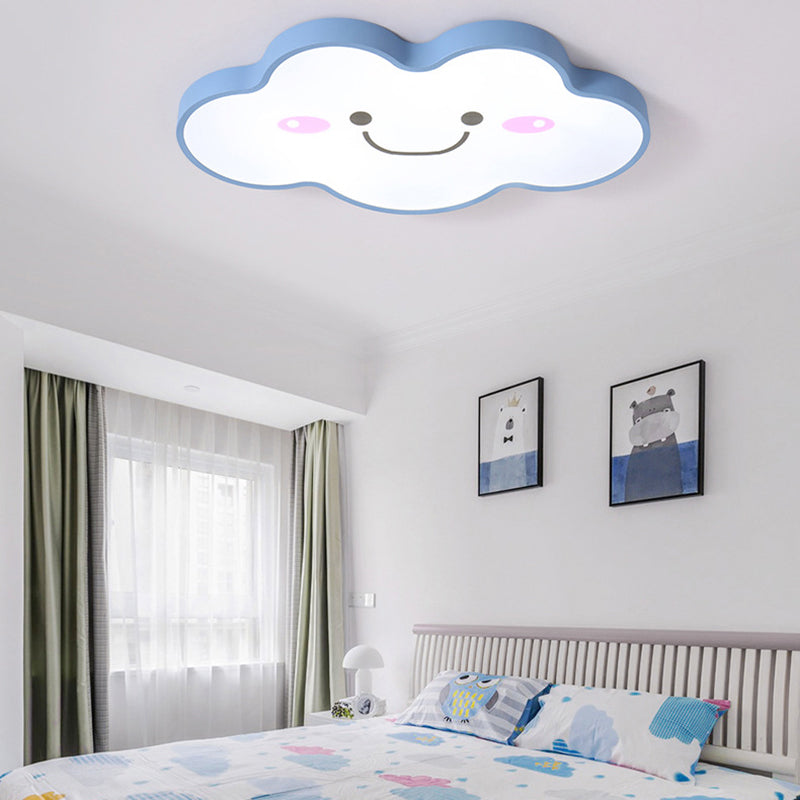 Smiling Cloud Ceiling Light - Childrens Nordic Style Acrylic Fixture Blue / 19.5 White