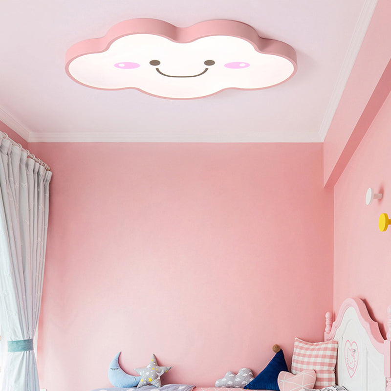 Smiling Cloud Ceiling Light - Children’s Nordic Style Acrylic Fixture Pink / 19.5’ White
