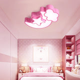 Colorful Kids Cloud & Crescent Ceiling Light - Hallway Acrylic Candy Flush Mount