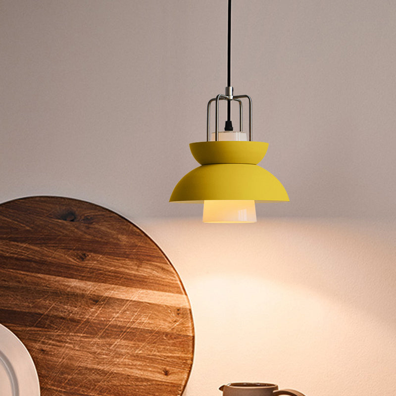 Macaron Style Metallic Ceiling Light For Bedroom With Gray/Pink Bowl Shade