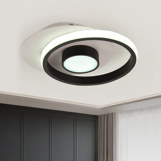 Modernist Metallic Gold/Black - White Led Flush Mount Lamp For Corridor - Warm/White Light Black -