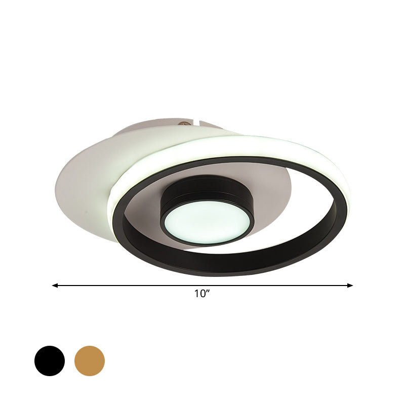 Modernist Metallic Gold/Black - White Led Flush Mount Lamp For Corridor - Warm/White Light